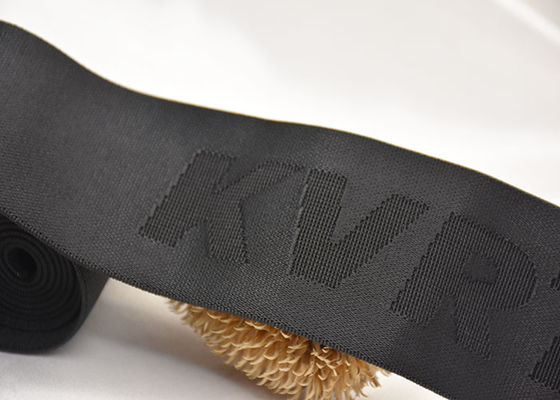 Bande élastique marquée faite sur commande de jacquard du logo 52mm avec le double matériel dégrossi