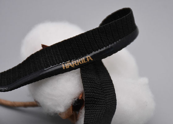 Le polyester a adapté la bande élastique aux besoins du client de glissement de 1.5cm non avec le logo imprimé de silicone