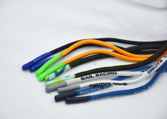 Corde de cordon de polyester de GV 3mm 4mm 5mm avec des astuces d'extrémité de balle de silicone